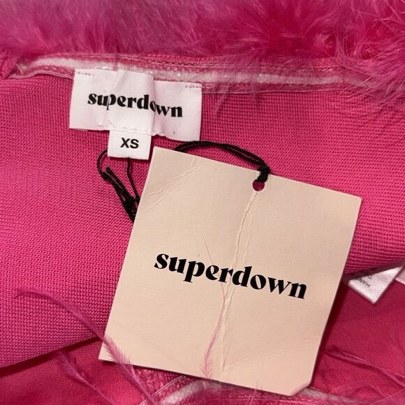 NWT Superdown Ramona Bustier Top Pink Feathers XS Revolve - Picture 10 of 11